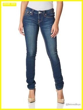 Low Rise Skinny Jeans with Horseshoe Embroidery